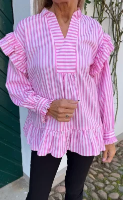 Clearance Bluse - Wilja - Pink Striped Bluser