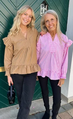 Clearance Bluse - Wilja - Pink Striped Bluser