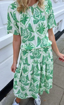 Discount Bluse - Vicky - White/Green Paisley Bluser