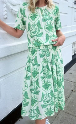 Discount Bluse - Vicky - White/Green Paisley Bluser