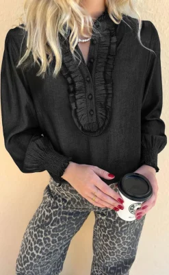 Hot Bluse / Skjorte - Cami - Black Denim Look Skjorter|Bluser