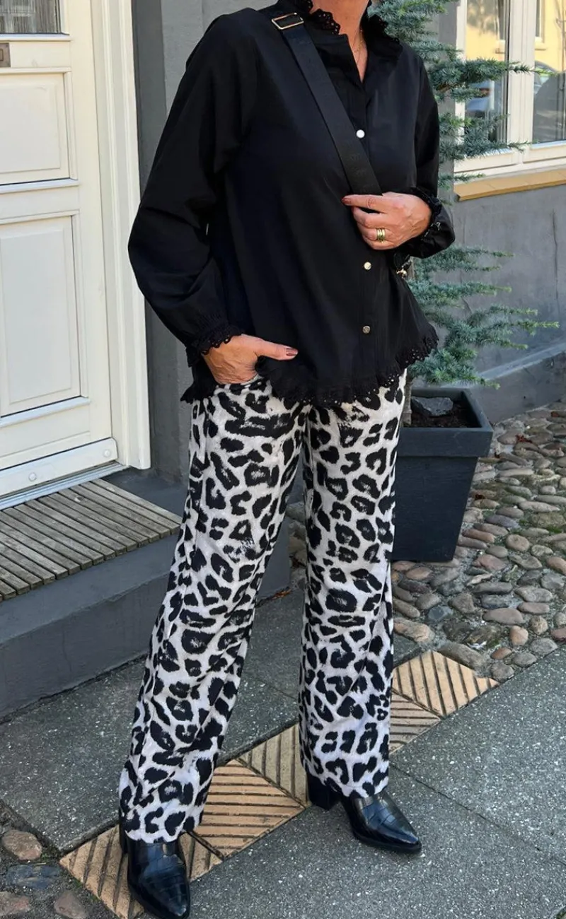 Clearance Bukser - Ida - Grey Leopard Bukser & Jeans