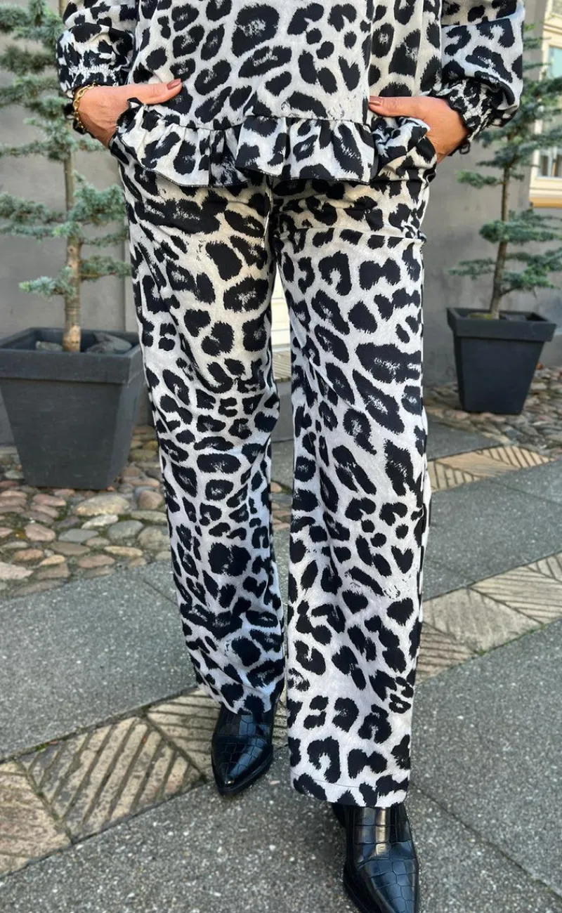Clearance Bukser - Ida - Grey Leopard Bukser & Jeans