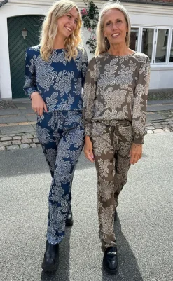 New Bukser - Ida - Dark Brown Flower Bukser & Jeans