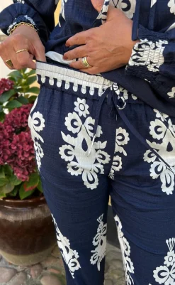 New Bukser - Tora - Navy Blue Paisley Bukser & Jeans