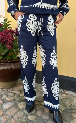 New Bukser - Tora - Navy Blue Paisley Bukser & Jeans