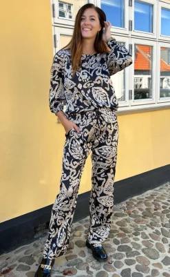 Sale Bukser - Ida - Brown Leaf Bukser & Jeans