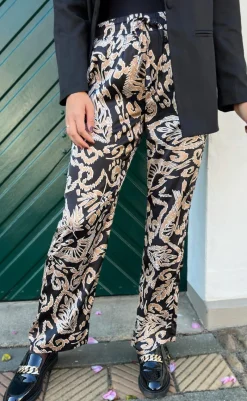 Sale Bukser - Ida - Brown Leaf Bukser & Jeans