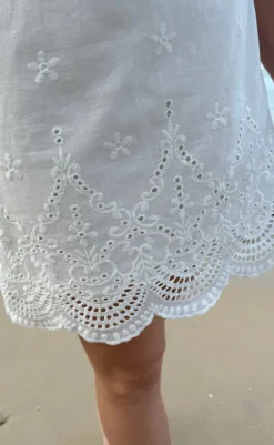 Online Kjole - Silja - White Broderie Anglaise Kjoler
