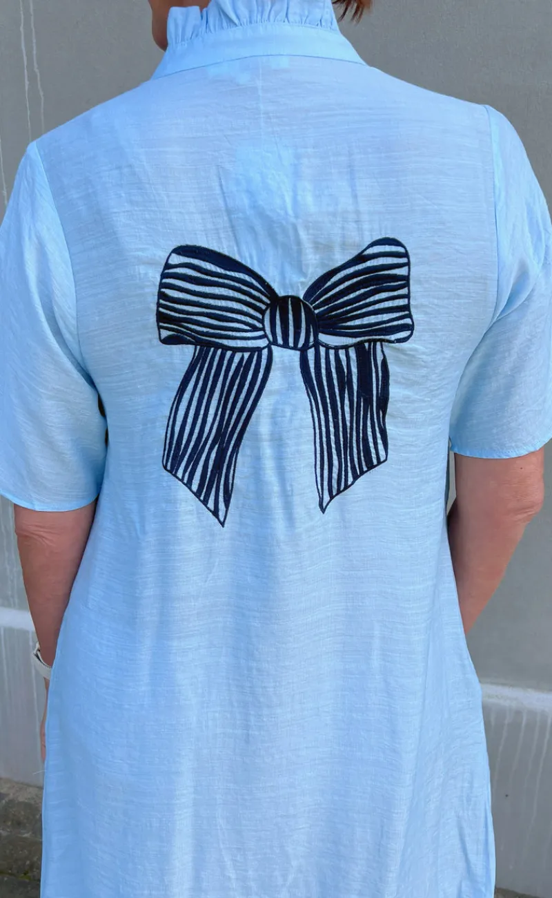 Online Kjole - Milly - Light Blue W. Navy Bows Kjoler