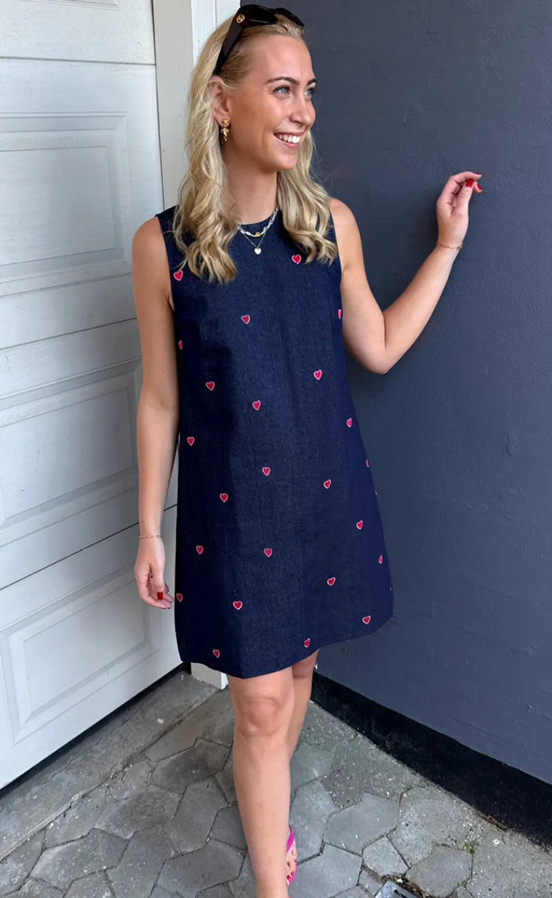 Best Kjole - Maja - Dark Blue W. Hearts Kjoler