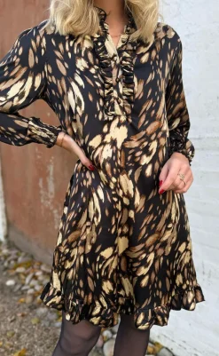 Hot Kjole - Pia - Black / Brown Print Kjoler