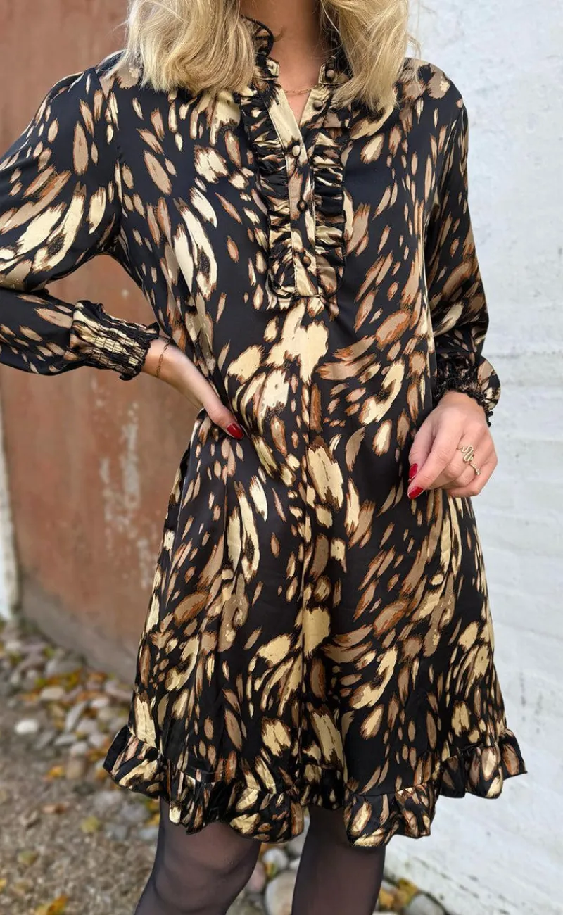 Hot Kjole - Pia - Black / Brown Print Kjoler