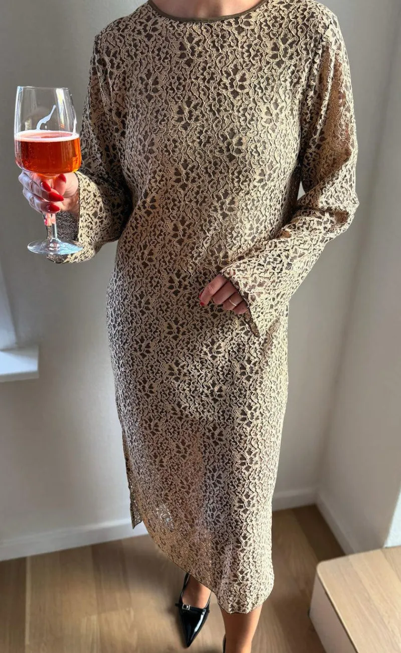 Kjole - Lanza - Beige/Brown Kjoler