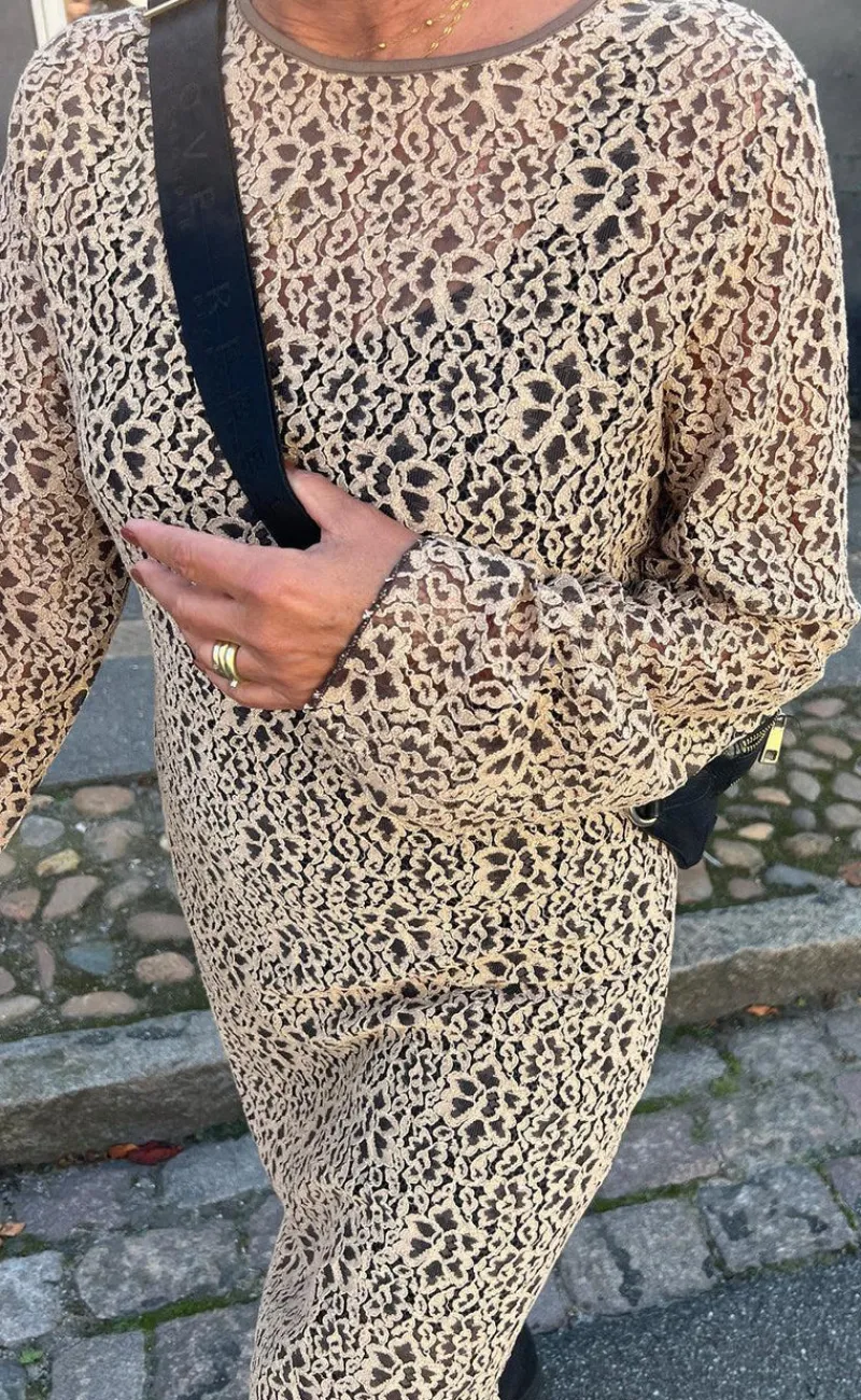 Kjole - Lanza - Beige/Brown Kjoler