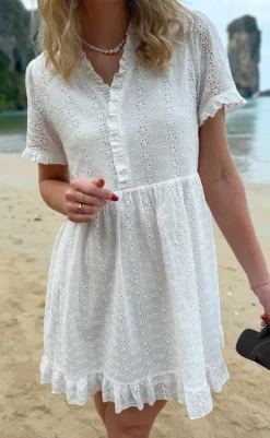 Discount Kjole - Catja Summer - White Broderie Anglaise Kjoler