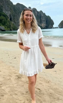 Discount Kjole - Catja Summer - White Broderie Anglaise Kjoler