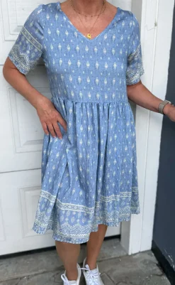 Online Kjole - Valentina - Blue Paisley Kjoler