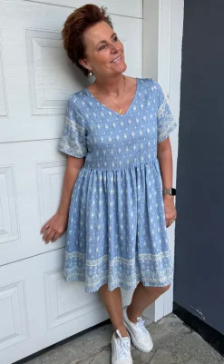 Online Kjole - Valentina - Blue Paisley Kjoler