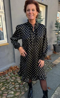 Sale Kjole - Pia - Black W. Green Dots Kjoler