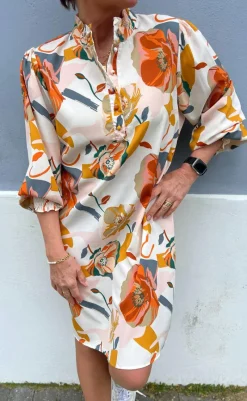 Kjole - Augusta - White Big Flower Kjoler