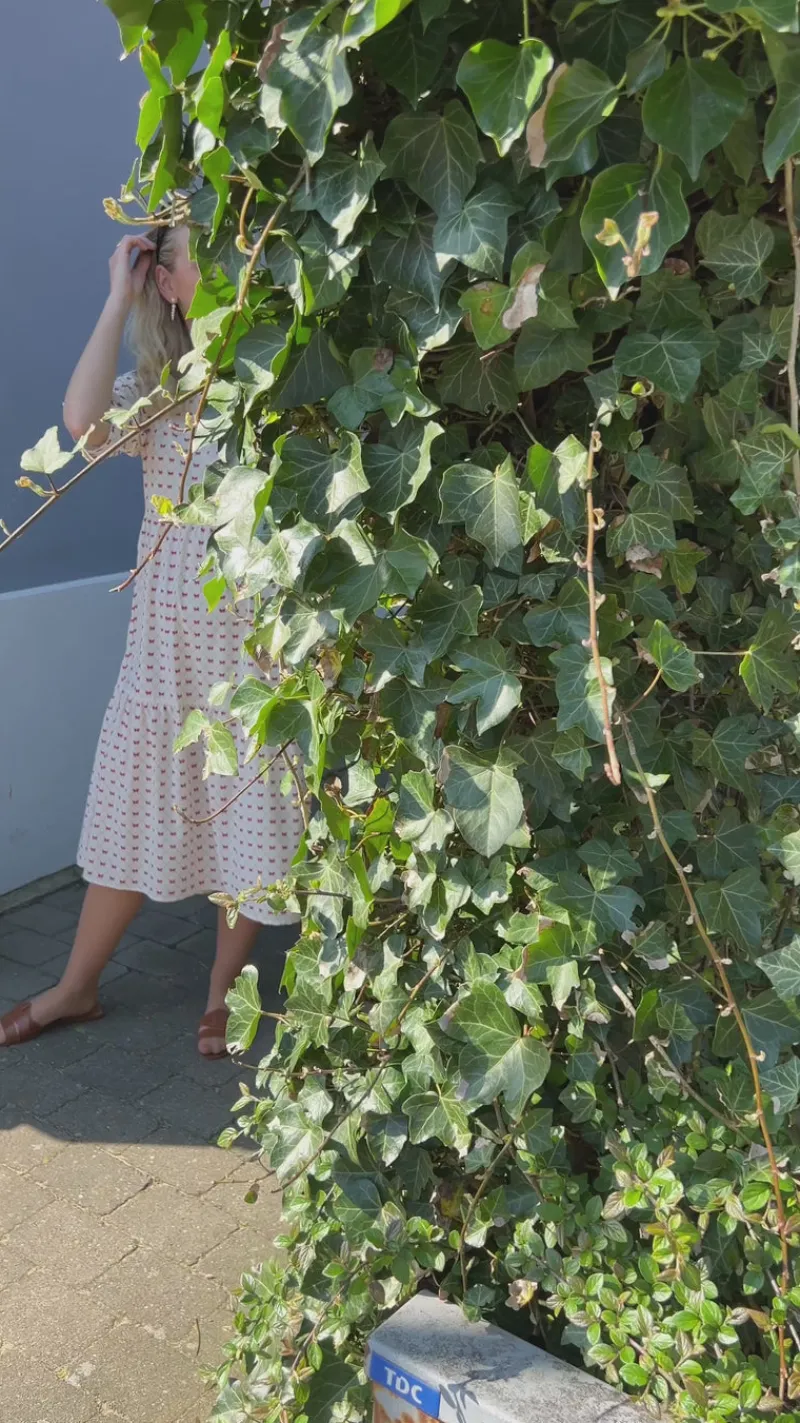 New Kjole - Ellie - Off White W. Red Bows Kjoler