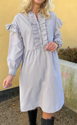 Kjole - Emilie - Grey Striped Kjoler