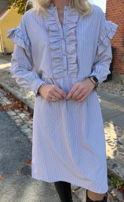 Kjole - Emilie - Grey Striped Kjoler