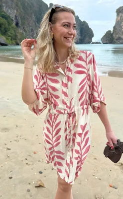 Sale Kjole - Liana - Rosy Leaf Kjoler|Striktrøjer & Sweat