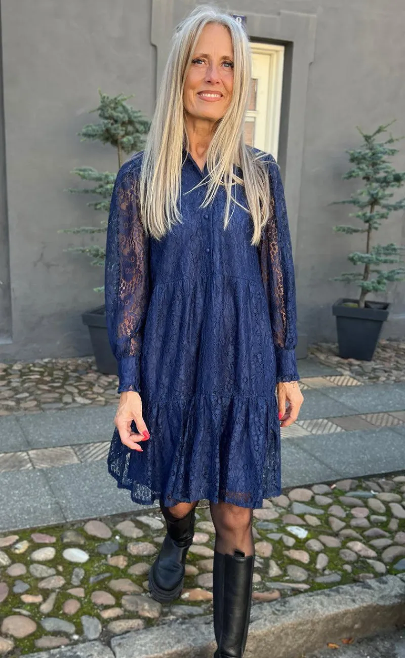 Discount Kjole - Dalia - Navy Blue Kjoler