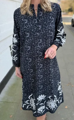 New Kjole - Tilde Long - Grey Leopard Kjoler