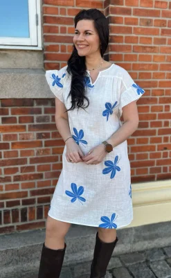 Discount Kjole - Emma - Blue Leaf Embroidery Kjoler