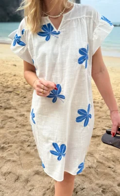 Discount Kjole - Emma - Blue Leaf Embroidery Kjoler