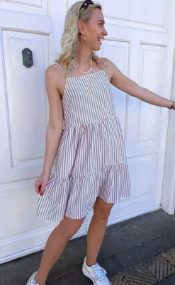Hot Kjole - Sisi - Brown White Stripe Kjoler