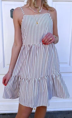 Hot Kjole - Sisi - Brown White Stripe Kjoler