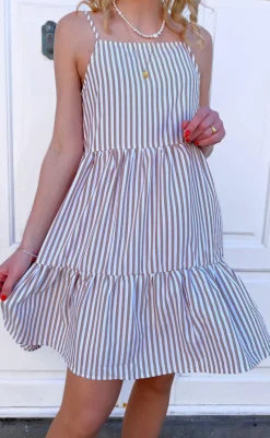 Hot Kjole - Sisi - Brown White Stripe Kjoler