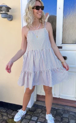 Hot Kjole - Sisi - Brown White Stripe Kjoler