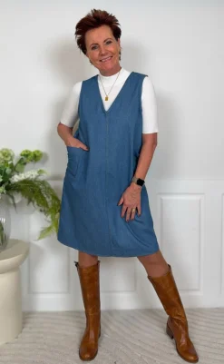 Outlet Kjole - Ania Spencer - Light Blue Denim Kjoler