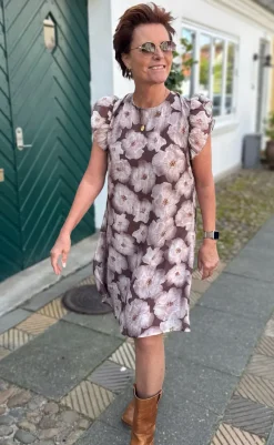 New Kjole - Kati Bow - Brown Flower Kjoler