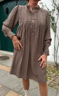 Kjole - Natalia - Dark Brown W. Dots Kjoler