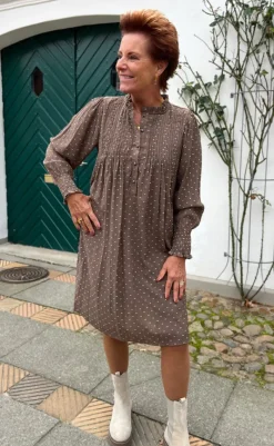 Kjole - Natalia - Dark Brown W. Dots Kjoler