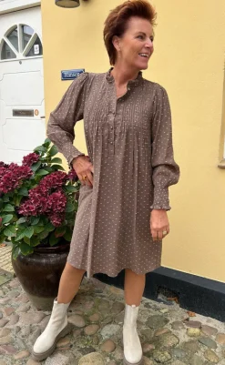 Kjole - Natalia - Dark Brown W. Dots Kjoler