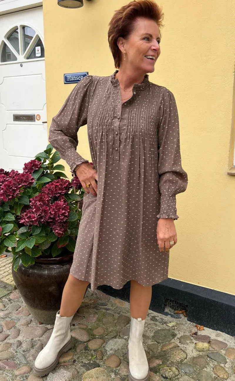 Kjole - Natalia - Dark Brown W. Dots Kjoler