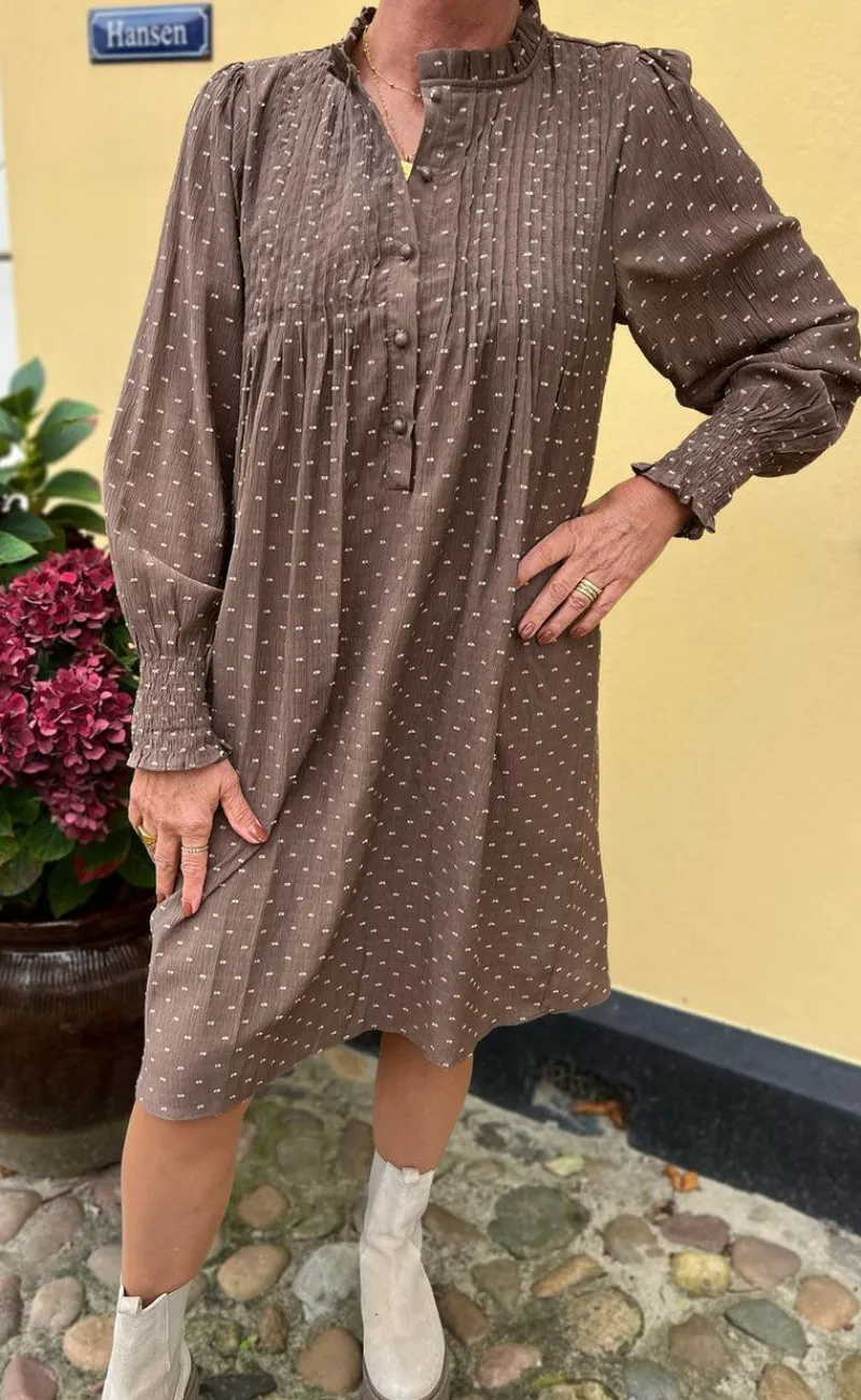 Kjole - Natalia - Dark Brown W. Dots Kjoler