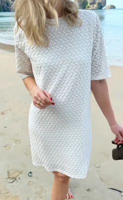 Discount Kjole - Diana - White Zig Zag Kjoler