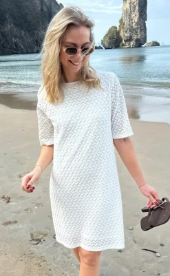 Discount Kjole - Diana - White Zig Zag Kjoler