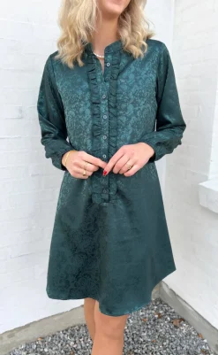 Clearance Kjole - Florina - Dark Green Flower Kjoler