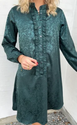 Clearance Kjole - Florina - Dark Green Flower Kjoler