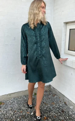 Clearance Kjole - Florina - Dark Green Flower Kjoler