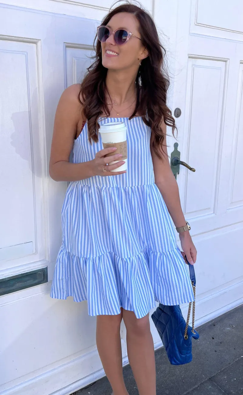 Kjole - Sisi - Blue White Stripe Kjoler